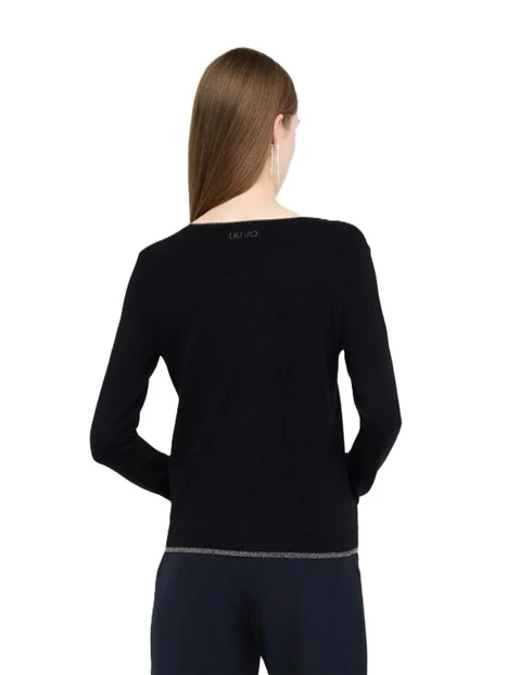 CARDIGAN CON DETTAGLI IN LUREX DONNA NERO