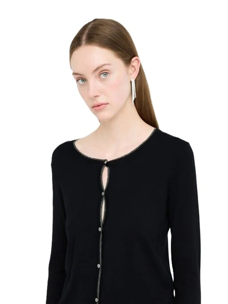 CARDIGAN CON DETTAGLI IN LUREX DONNA NERO