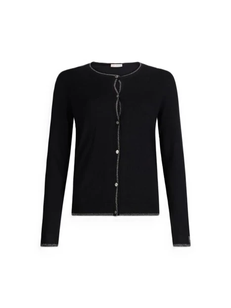 CARDIGAN CON DETTAGLI IN LUREX DONNA NERO