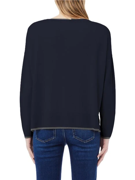 MAGLIA CON SCOLLO A BARCA CON DETTAGLI IN LUREX DONNA BLUE