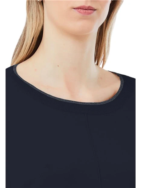 MAGLIA CON SCOLLO A BARCA CON DETTAGLI IN LUREX DONNA BLUE