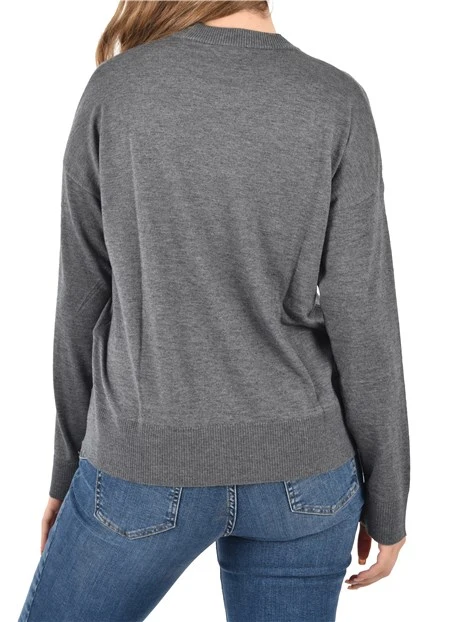 MAGLIA GIROCOLLO CON SPACCO FRONTALE DONNA GRIGIO