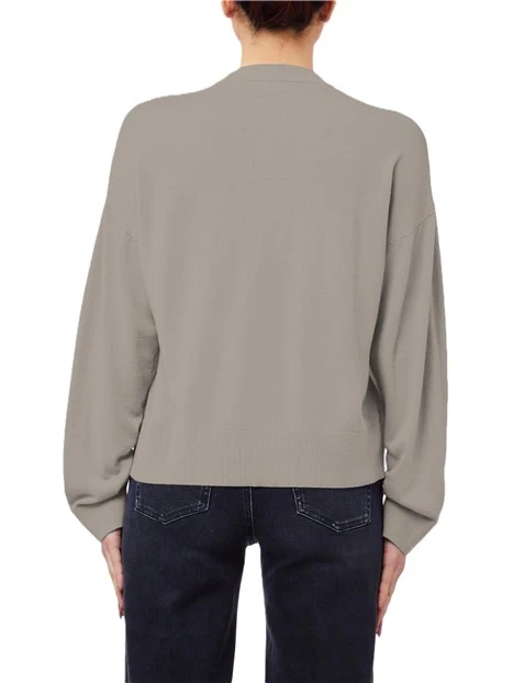 FELPA GIROCOLLO CON SPACCO FRONTALE DONNA BEIGE