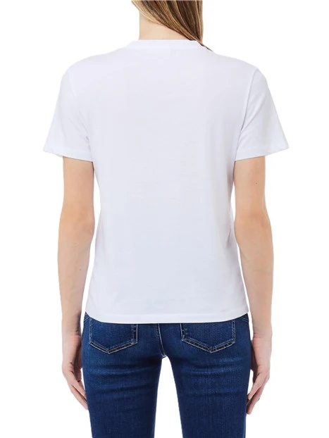 T-SHIRT MANICA CORTA CON STAMPA A FIORE DONNA BIANCO