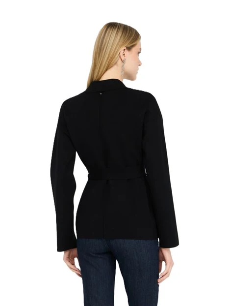 GIACCA IN MAGLIA CON CINTURA DONNA NERO