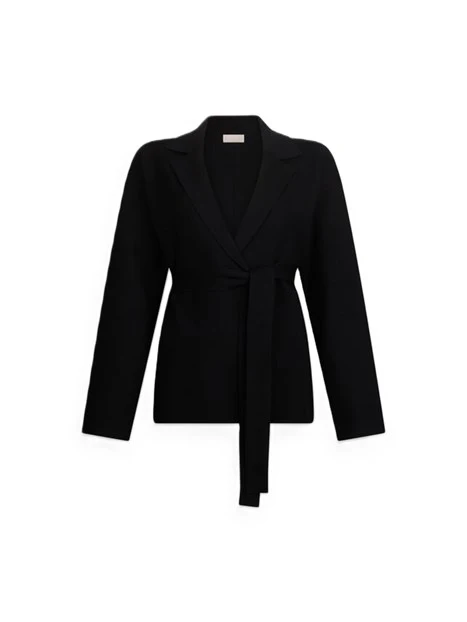 GIACCA IN MAGLIA CON CINTURA DONNA NERO