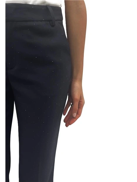 PANTALONE CHINO CON MINI STRASS APPLICATI DONNA BLU