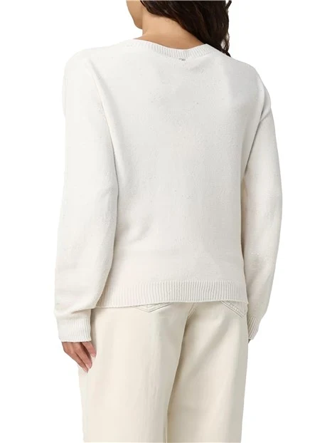 MAGLIA GIROCOLLO CON MICRO PAILLETTES IN VISCOSA  DONNA BIANCO