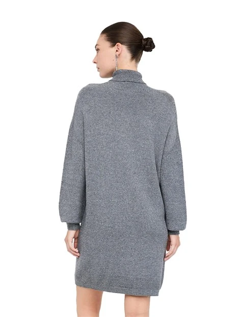 VESTITO CORTO IN MAGLIA CON MICRO PAILLETTES DONNA GRIGIO