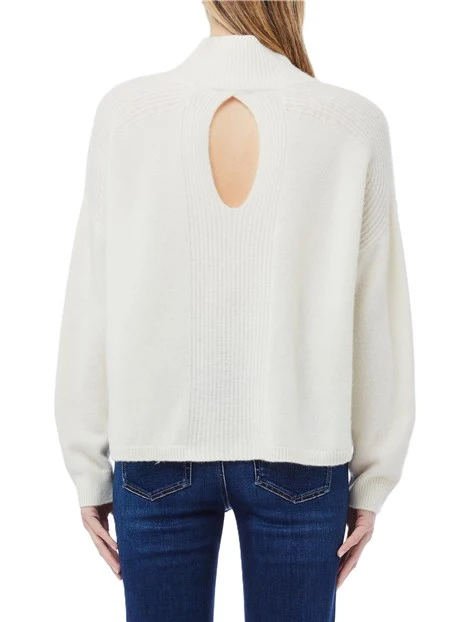 MAGLIA DOLCEVITA CON RICAMO GIOIELLO DONNA BIANCO