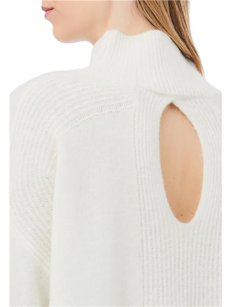MAGLIA DOLCEVITA CON RICAMO GIOIELLO DONNA BIANCO