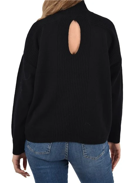 MAGLIA DOLCEVITA CON RICAMO GIOIELLO DONNA NERO