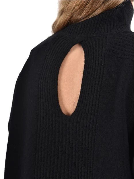 MAGLIA DOLCEVITA CON RICAMO GIOIELLO DONNA NERO