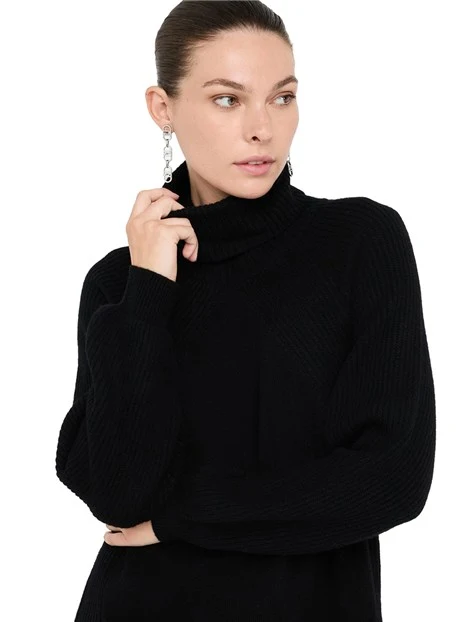 VESTITO CORTO IN LANA CON DOLCEVITA DONNA NERO