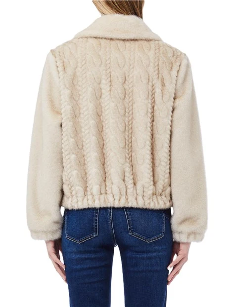 GIACCA CORTA IN TESSUTO TEDDY DONNA BEIGE