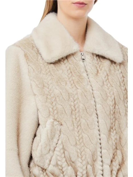 GIACCA CORTA IN TESSUTO TEDDY DONNA BEIGE