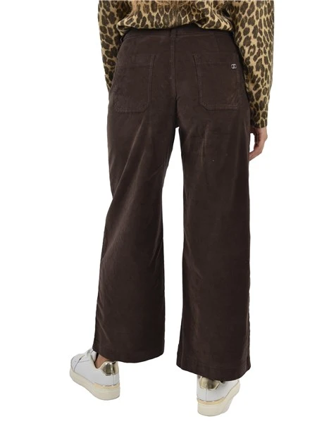 PANTALONI A ZAMPA IN VELLUTO VITA ALTA DONNA MARRONE