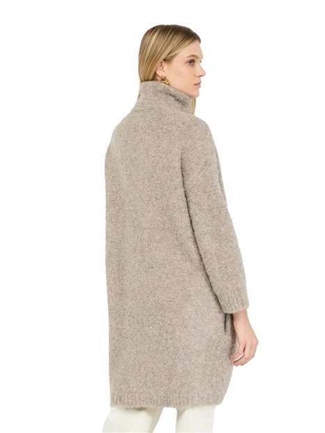 CAPPOTTO CORTO CON COLLETTO CON FIBIE REGOLABILI DONNA BEIGE