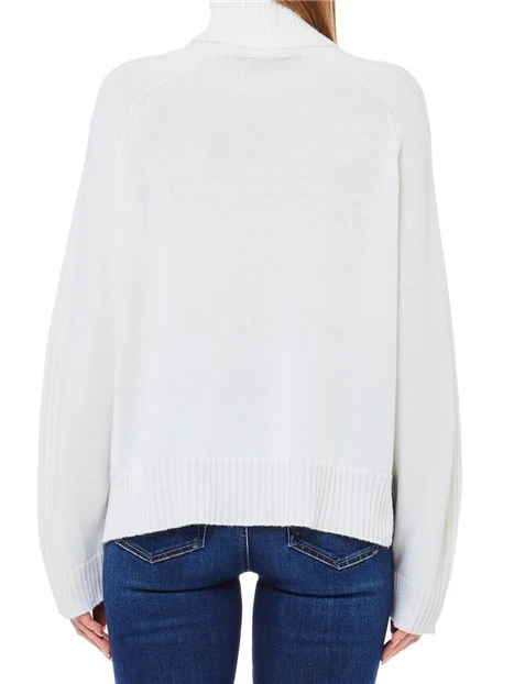 MAGLIA DOLCEVITA CON LOGO INTARSIATO DONNA BIANCO