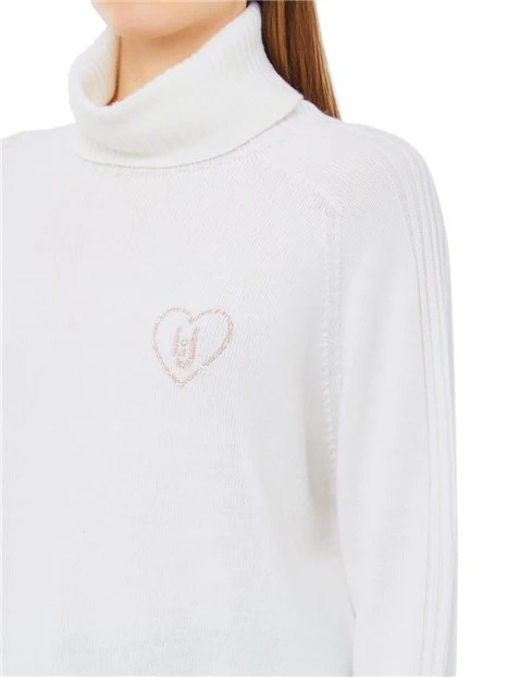MAGLIA DOLCEVITA CON LOGO INTARSIATO DONNA BIANCO