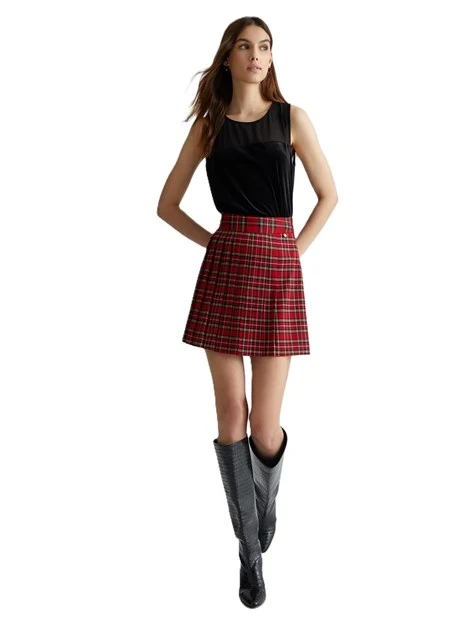 TOP SMANICATO CON TRASPARENZA ED INSERTO IN VELLUTO DONNA NERO