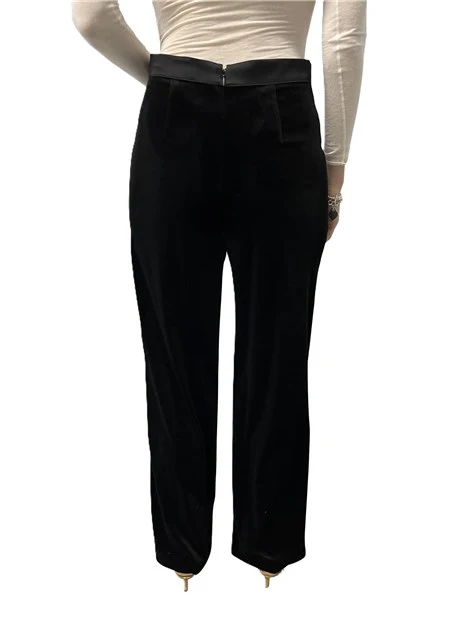 PANTALONE PALAZZO CON FASCIA IN RASO DONNA NERO