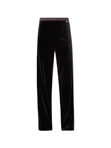 PANTALONE PALAZZO CON FASCIA IN RASO DONNA NERO