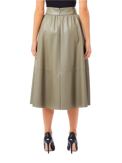 GONNA LUNGA AMPIA IN TESSUTO SPALMATO DONNA VERDE