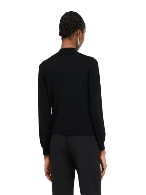 MAGLIA IN LANA CON MOTIVO ARRICCIATO IN PERLE DONNA NERO