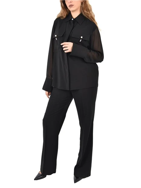 CAMICIA OVERSHIRT IN GABARDINA DONNA NERO