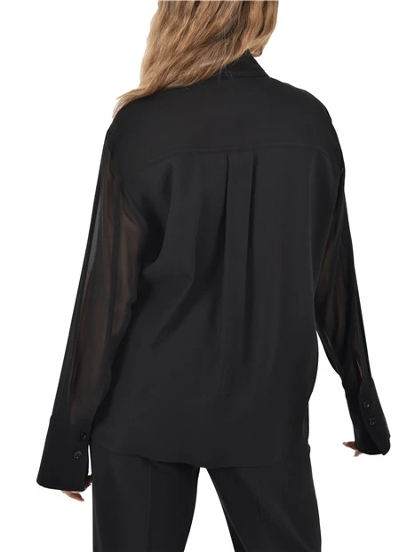 CAMICIA OVERSHIRT IN GABARDINA DONNA NERO