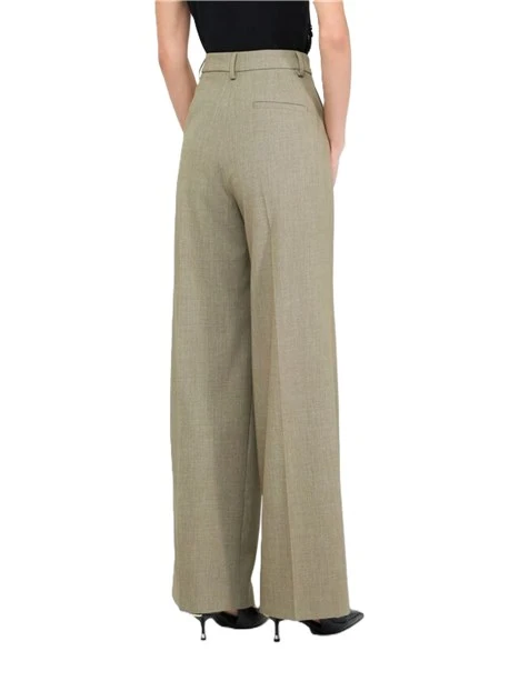 PANTALONI PALAZZO CON PINCES E PIEGA STIRATA DONNA VERDE