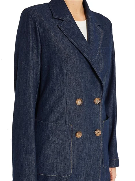 GIACCIA DOPPIOPETTO IN JERSEY EFFETTO DENIM DONNA BLU