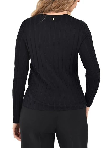 MAGLIA GIROCOLLO CON SCOLLO A GOCCIA DONNA NERO