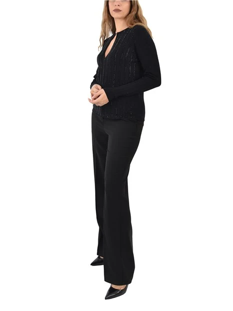 MAGLIA GIROCOLLO CON SCOLLO A GOCCIA DONNA NERO