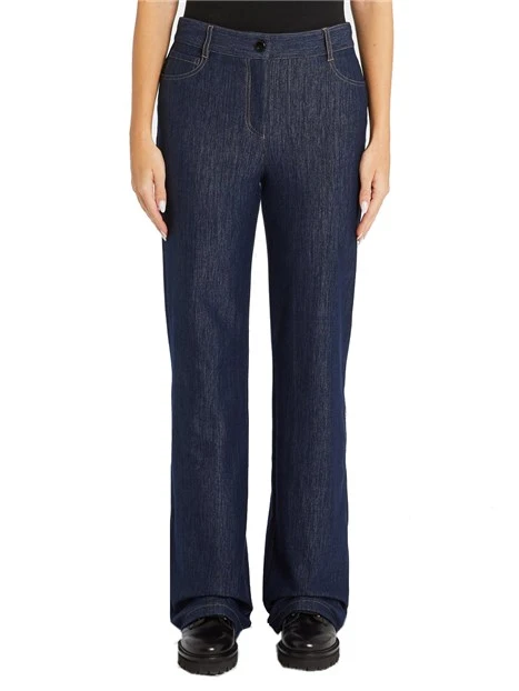 PANTALONI A PALAZZO IN JERSEY EFFETTO DENIM DONNA BLU