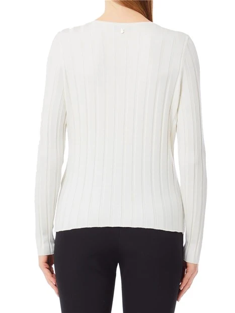 MAGLIA GIROCOLLO CON SCOLLO A GOCCIA DONNA BIANCO