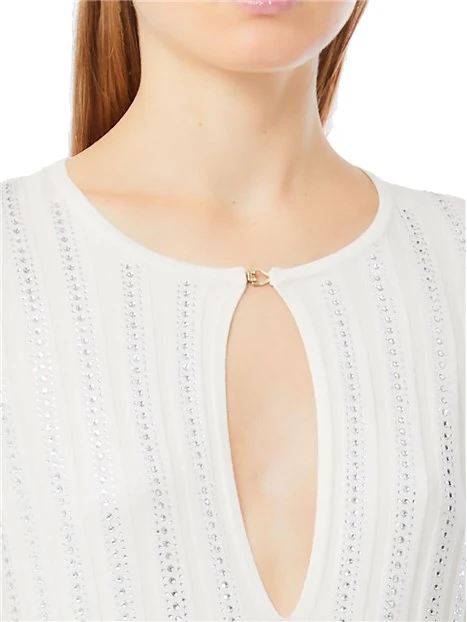 MAGLIA GIROCOLLO CON SCOLLO A GOCCIA DONNA BIANCO