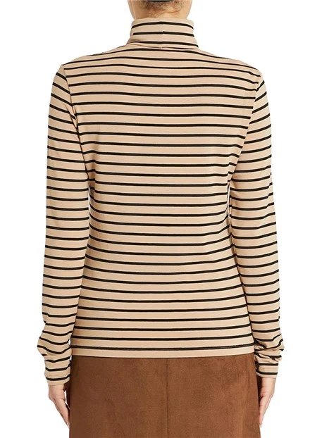 MAGLIA DOLCEVITA IN VISCOSA A RIGHE DONNA BEIGE