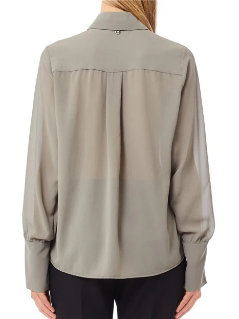 CAMICIA IN GEORGETTE CON PERLE APPLICATE DONNA VERDE