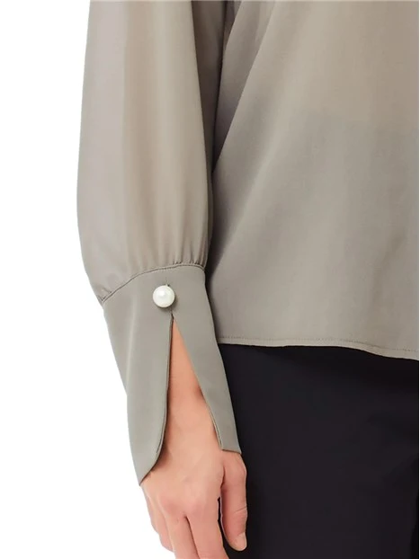 CAMICIA IN GEORGETTE CON PERLE APPLICATE DONNA VERDE