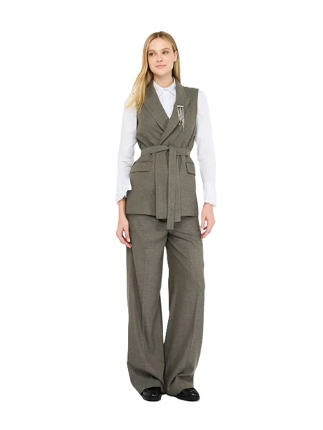 PANTALONI A PALAZZO CON MOTIVO CHEVRON DONNA BEIGE