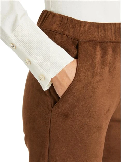 PANTALONE IN JERSEY SCAMOSCIATO DONNA MARRONE