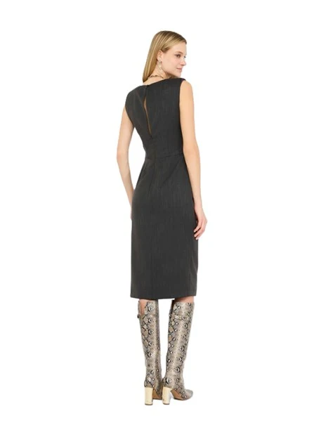 VESTITO CON MOTIVO GESSATO DONNA GRIGIO