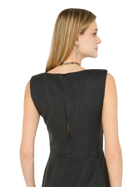 VESTITO CON MOTIVO GESSATO DONNA GRIGIO