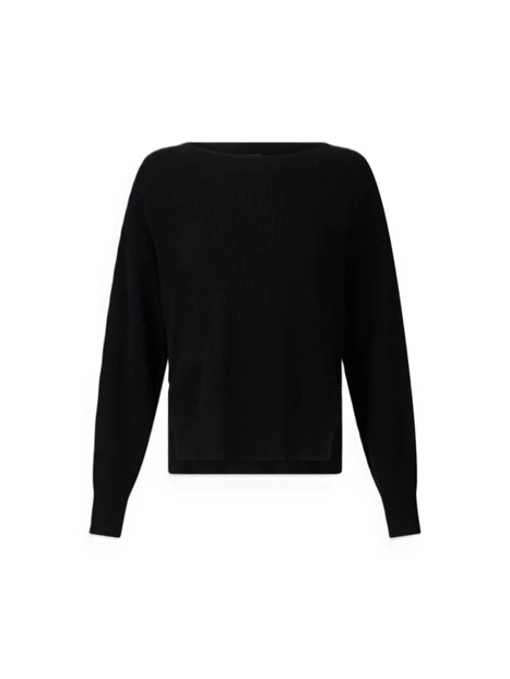 MAGLIA IN LANA E CASHMERE CON SPACCHI DONNA NERO