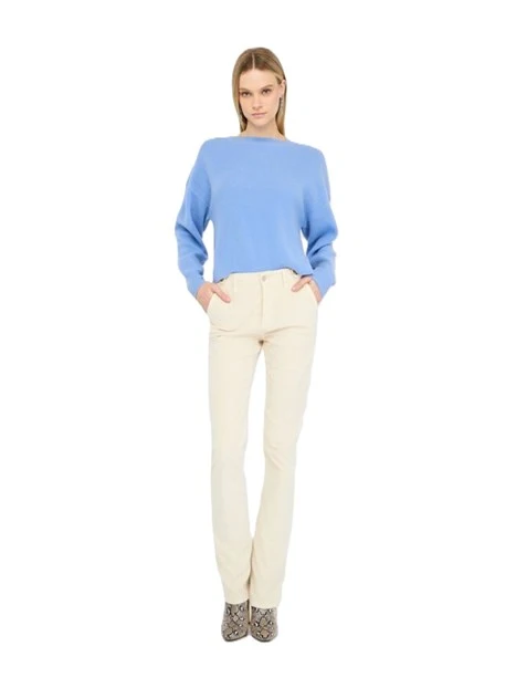 MAGLIA IN LANA E CASHMERE CON SPACCHI DONNA AZZURRO
