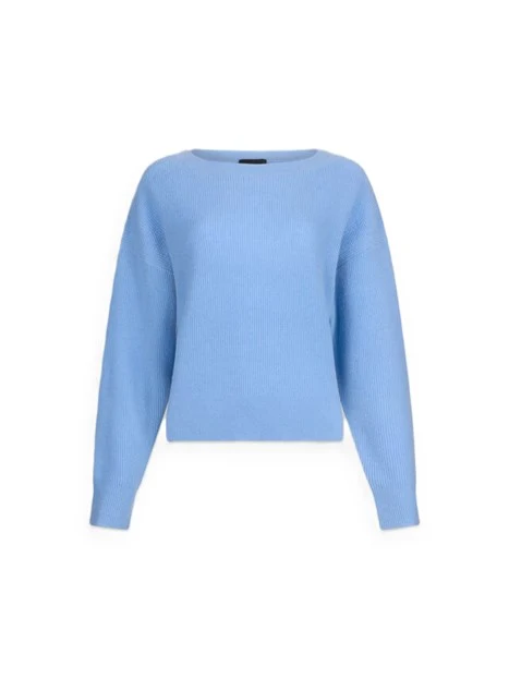 MAGLIA IN LANA E CASHMERE CON SPACCHI DONNA AZZURRO