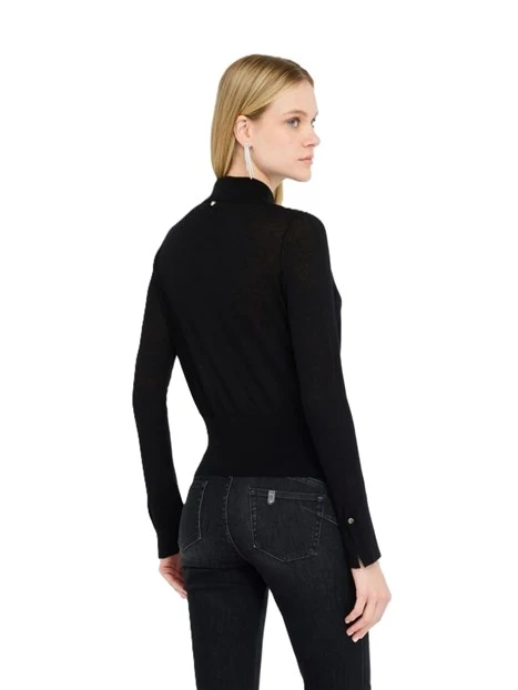 MAGLIA IN COTONE E CASHMERE  CON BOTTONI DONNA NERO