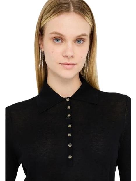 MAGLIA IN COTONE E CASHMERE  CON BOTTONI DONNA NERO